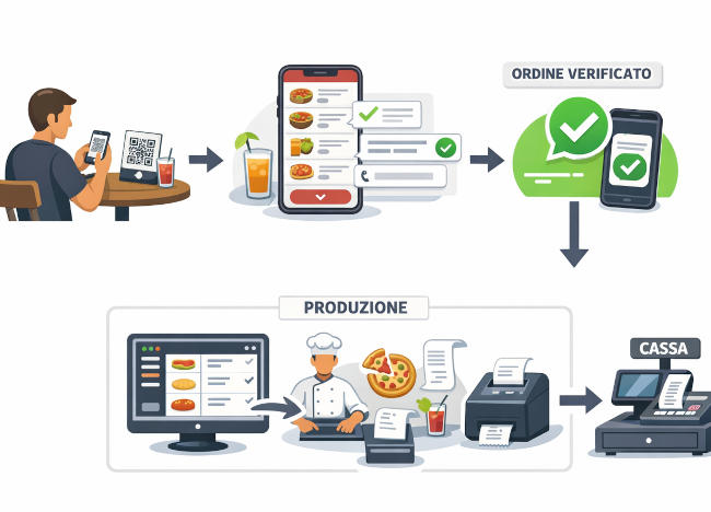 Ordini al tavolo dai Clienti nella suite per ristorante Risto Pilot