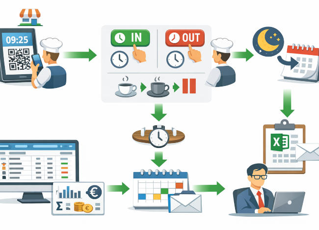 Timbrature & Dipendenti nella suite per ristorante Risto Pilot