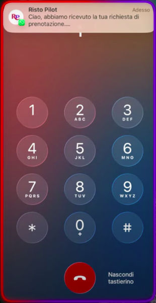 Centralino Telefonico Prenotazioni Ristorante da Risto Pilot, invio whatsapp al cliente per prenotare